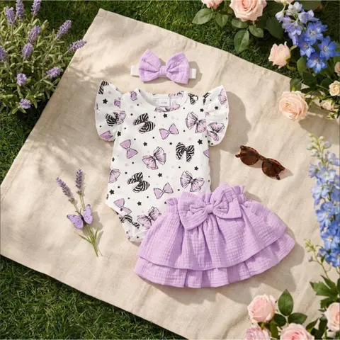 Conjunto Lazo · Lila/Blanco