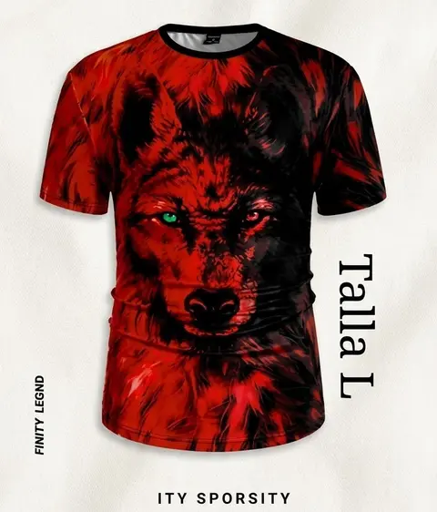 Camiseta con diseño de lobo · Rojo